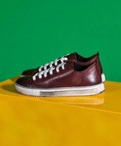 Burgunder Leder Sneakers Schuh Für Männer -D’ARIENZO Verkäufe leder sneakers herren echtes leder burgunder Milano 2