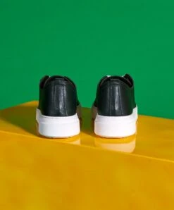 Dunkelgrüne Leder Sneaker Schuh Für Männer -D’ARIENZO Verkäufe leder sneakers herren echtes leder grune Pisa 4