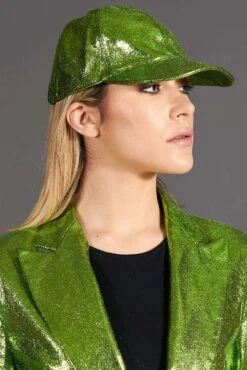 Grüne Unisex Ledercap Leder Kappe Verstellbarer Klettverschluss