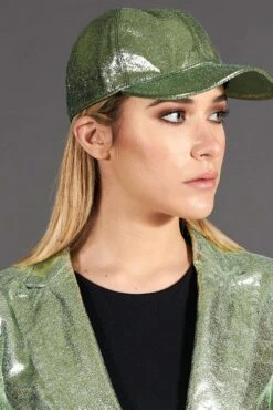 Hellgrün Unisex Ledercap Leder Kappe Verstellbarer Klettverschluss