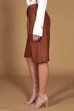 Lederfarben Ugefütterte Knielange Lederhose Mit Glattem -D’ARIENZO Verkäufe lederhose fur frauen echtes leder lederfarben Elina 2