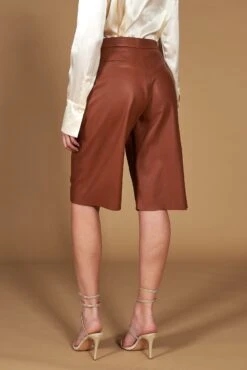 Lederfarben Ugefütterte Knielange Lederhose Mit Glattem -D’ARIENZO Verkäufe lederhose fur frauen echtes leder lederfarben Elina 3