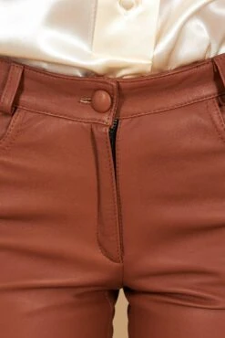 Lederfarbene Hose Aus Leder Glatte-Effekt -D’ARIENZO Verkäufe lederhose fur frauen lederhose echtes leder lederfarben Penelope 4