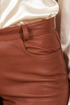 Lederfarbene Hose Aus Leder Glatte-Effekt -D’ARIENZO Verkäufe lederhose fur frauen lederhose echtes leder lederfarben Penelope 5