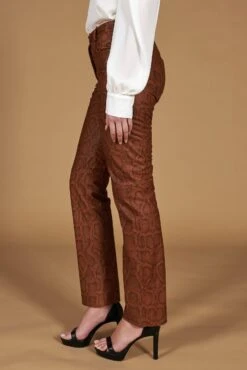 Braune Hose Aus Leder Python Drucken -D’ARIENZO Verkäufe lederhose fur frauen lederhose python drucken echtes leder braunee Penelope 2