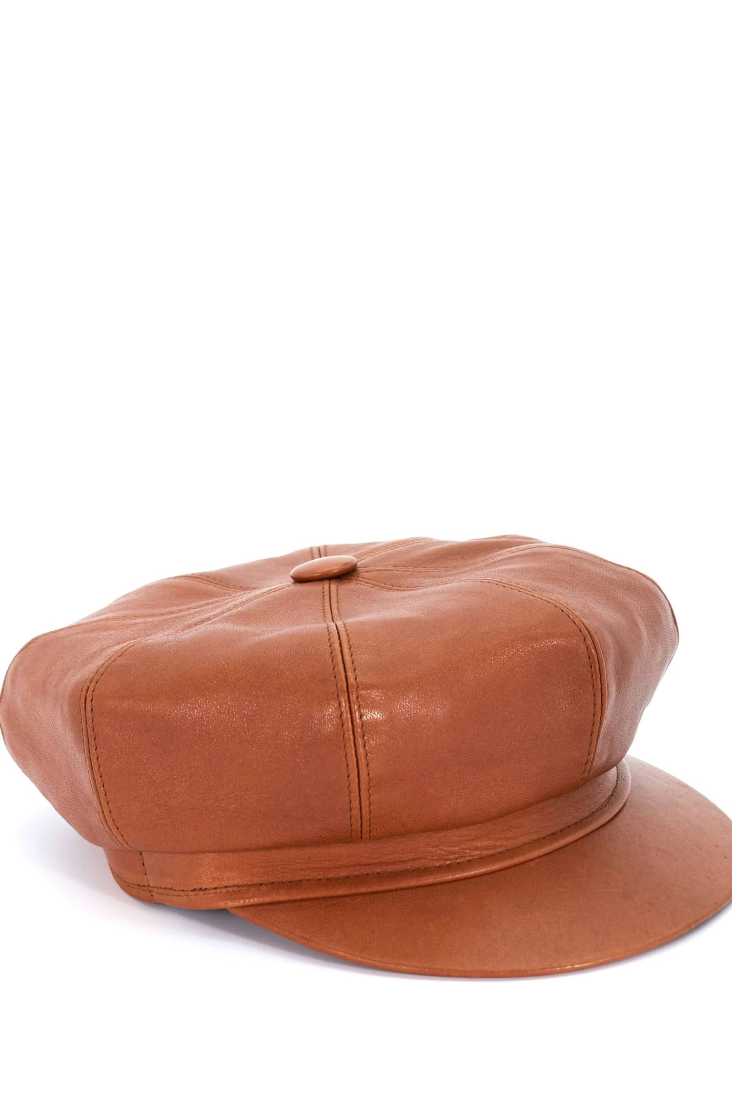 Tabak Damen Lederhut Aus Nappaleder Barett Mit Visier 5 Tabak Damen Lederhut Aus Nappaleder Barett Mit Visier – Bild 5