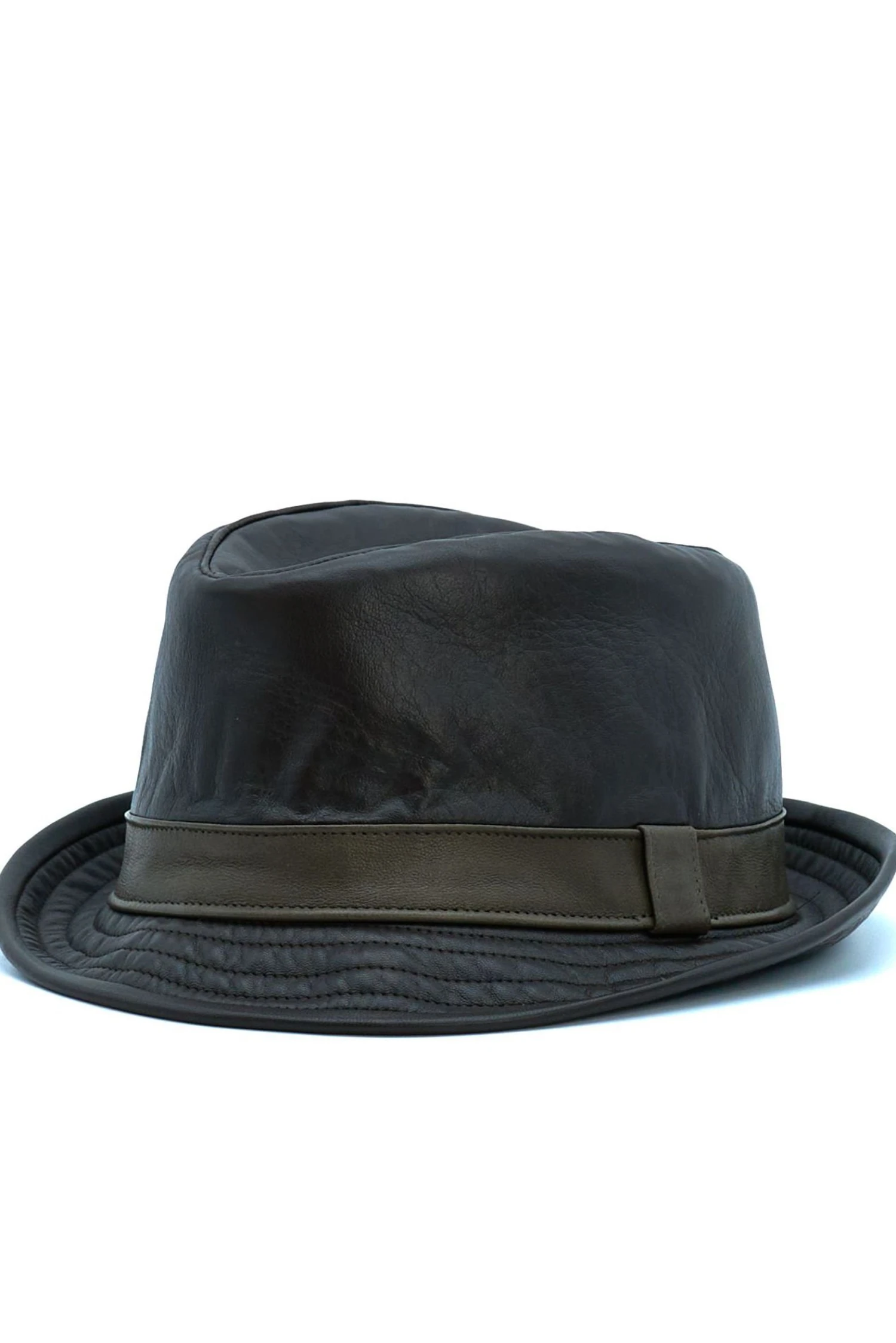 Dunkelbraune Trilby Lederhut Herren Aus Nappaleder Schmales Visier 7 Dunkelbraune Trilby Lederhut Herren Aus Nappaleder Schmales Visier – Bild 7