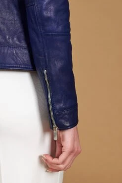 Bluette Lederjacke Naturleder Glatte-effekt -D’ARIENZO Verkäufe lederjacke frauen bikerjacke echtes leder hellblau Linda 8