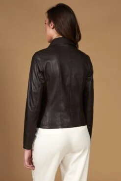 Dunkelbraune Lederjacke Naturleder Hemd Kragen -D’ARIENZO Verkäufe lederjacke fur frauen biker echtes leder braune Vale Cam 7