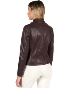 Burgunder Lederjacke Lammleder Koreanisches Kragen -D’ARIENZO Verkäufe lederjacke fur frauen biker echtes leder burgunder Vale 4