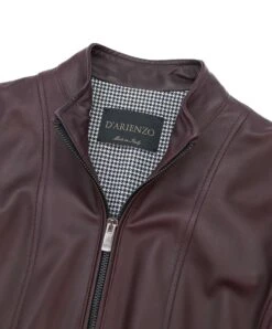 Burgunder Lederjacke Lammleder Koreanisches Kragen -D’ARIENZO Verkäufe lederjacke fur frauen biker echtes leder burgunder Vale 5