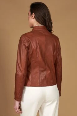 Lederfarben Lederjacke Glate-effekt Koreanisches Kragen -D’ARIENZO Verkäufe lederjacke fur frauen biker echtes leder cognac Vale 9