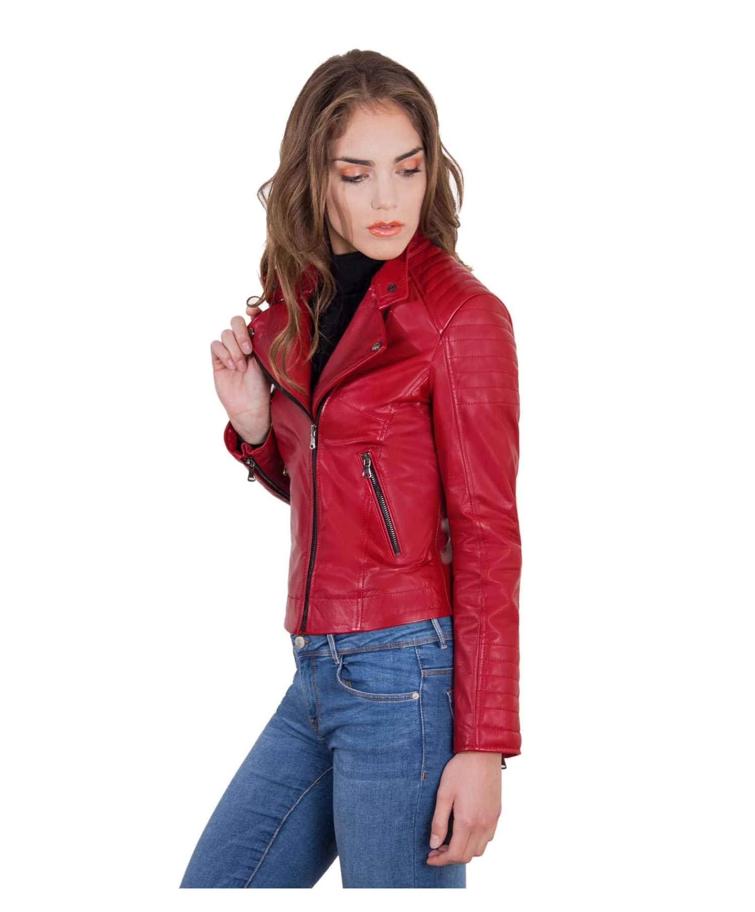 Rote Lammleder Steppjacke Aus Nappa Mit Glatte Wirkung 2 Rote Lammleder Steppjacke Aus Nappa Mit Glatte Wirkung – Bild 2