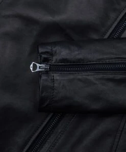 Schwarze Lederjacke Gekreuztem Reißverschluss Vintage-effekt -D’ARIENZO Verkäufe lederjacke fur frauen biker vintage echtes leder schwarze Serena 6