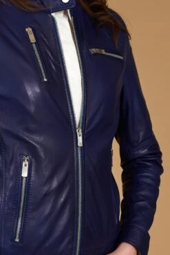 Elektrisches Blau Lederjacke Bikerjacke Naturleder Glatte-effekt 22 Elektrisches Blau Lederjacke Bikerjacke Naturleder Glatte-effekt -D’ARIENZO Verkäufe lederjacke fur frauen bikerjacke echtes leder blaue Giulia 10