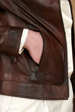 Braune Lederjacke Bikerjacke Naturleder Glatte-effekt -D’ARIENZO Verkäufe lederjacke fur frauen bikerjacke echtes leder braune Giulia 10