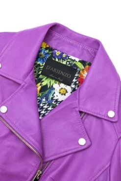 Lila Bikerjacke Aus Naturleder Kreuzreißverschluss 29 Lila Bikerjacke Aus Naturleder Kreuzreißverschluss -D’ARIENZO Verkäufe lederjacke fur frauen bikerjacke echtes leder lila KBC 14