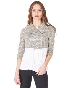 Beige Bolero-jacke Wildleder Bedruckte Fantasie