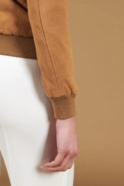 Beige Wildlederjacke Bomberjacke Mit Knöpfen -D’ARIENZO Verkäufe lederjacke fur frauen bomberjacke echtes leder beige Faty 10