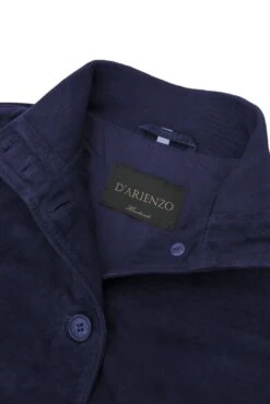 Blaue Wildlederjacke Bomberjacke Mit Knöpfen -D’ARIENZO Verkäufe lederjacke fur frauen bomberjacke echtes leder blaue Faty 13