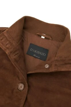 Braune Wildlederjacke Bomberjacke Mit Knöpfen -D’ARIENZO Verkäufe lederjacke fur frauen bomberjacke echtes leder braune Faty 13