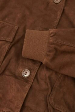 Braune Wildlederjacke Bomberjacke Mit Knöpfen -D’ARIENZO Verkäufe lederjacke fur frauen bomberjacke echtes leder braune Faty 15