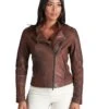 Braune Lederjacke Naturleder Gesteppte Bikerjacke