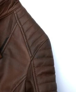 Braune Lederjacke Naturleder Gesteppte Bikerjacke -D’ARIENZO Verkäufe lederjacke fur frauen gesteppte bikerjacke echtes leder braune Karim trap 8