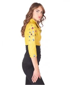 Gelbe Bolero-jacke In Nappaleder Dekoriert -D’ARIENZO Verkäufe lederjacke fur frauen kurze jacke echtes leder gelbe Fiamma 2