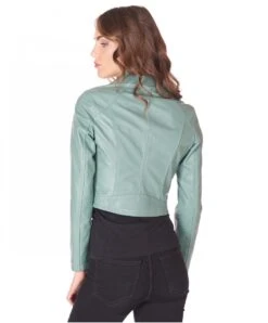 Grüne Kurze Jacke Aus Ledernagel -D’ARIENZO Verkäufe lederjacke fur frauen kurze jacke ectes leder grune Alice 6