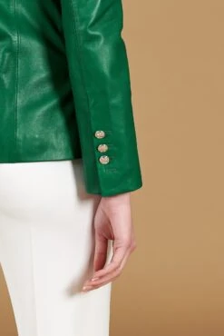 Grüne Lederblazer Doppelreihiger Verschluss Naturleder -D’ARIENZO Verkäufe lederjacke fur frauen lederblazer echtes leder Gr ne Kelly 11