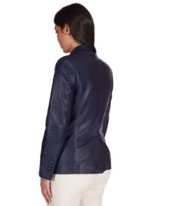 Blaue Lederblazer Einen Knopf Nappaleder Glatte-effekt 13 Blaue Lederblazer Einen Knopf Nappaleder Glatte-effekt -D’ARIENZO Verkäufe lederjacke fur frauen lederblazer echtes leder blau Astrid 4