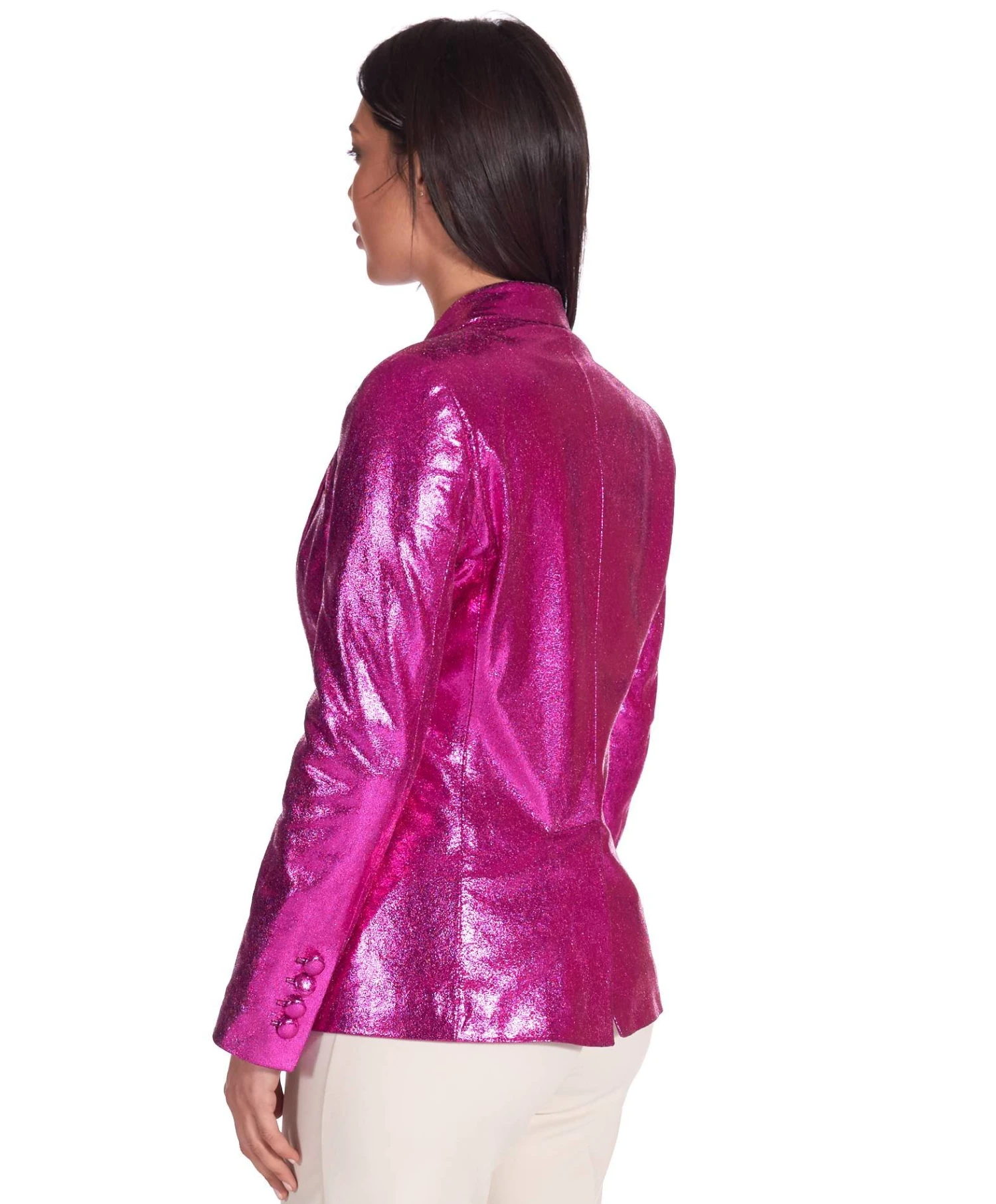 Violett Laminierte Lederblazer Einen Knopf Glatte-effekt 5 Violett Laminierte Lederblazer Einen Knopf Glatte-effekt – Bild 5