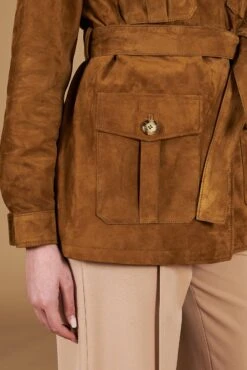 Sahara-jacke Aus Lederfarben Wildleder Mit Gürtel -D’ARIENZO Verkäufe lederjacke fur frauen sahara jacke wildleder echte leder lederfarben Kerry 10