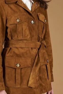 Sahara-jacke Aus Lederfarben Wildleder Mit Gürtel -D’ARIENZO Verkäufe lederjacke fur frauen sahara jacke wildleder echte leder lederfarben Kerry 11