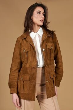 Sahara-jacke Aus Lederfarben Wildleder Mit Gürtel -D’ARIENZO Verkäufe lederjacke fur frauen sahara jacke wildleder echte leder lederfarben Kerry 6