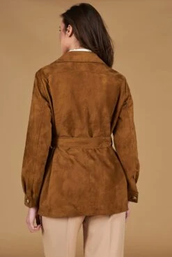 Sahara-jacke Aus Lederfarben Wildleder Mit Gürtel -D’ARIENZO Verkäufe lederjacke fur frauen sahara jacke wildleder echte leder lederfarben Kerry 8