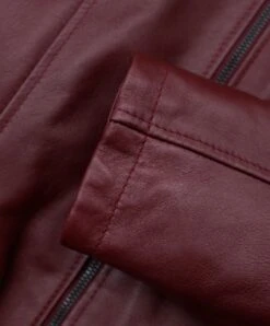 Burgunder Nappaleder Parka Kapuzen-pelz Vintage-effekt -D’ARIENZO Verkäufe lederjacke fur frauen waschb rpelz echtes leder burgunder 627 8