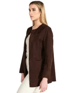 Braune Glatte Wildlederjacke Ungefüttert 10 Braune Glatte Wildlederjacke Ungefüttert -D’ARIENZO Verkäufe lederjacke fur frauen wildlederhamd echtes leder braune Spolverino 2