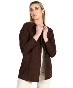 Braune Glatte Wildlederjacke Ungefüttert 11 Braune Glatte Wildlederjacke Ungefüttert -D’ARIENZO Verkäufe lederjacke fur frauen wildlederhamd echtes leder braune Spolverino 3