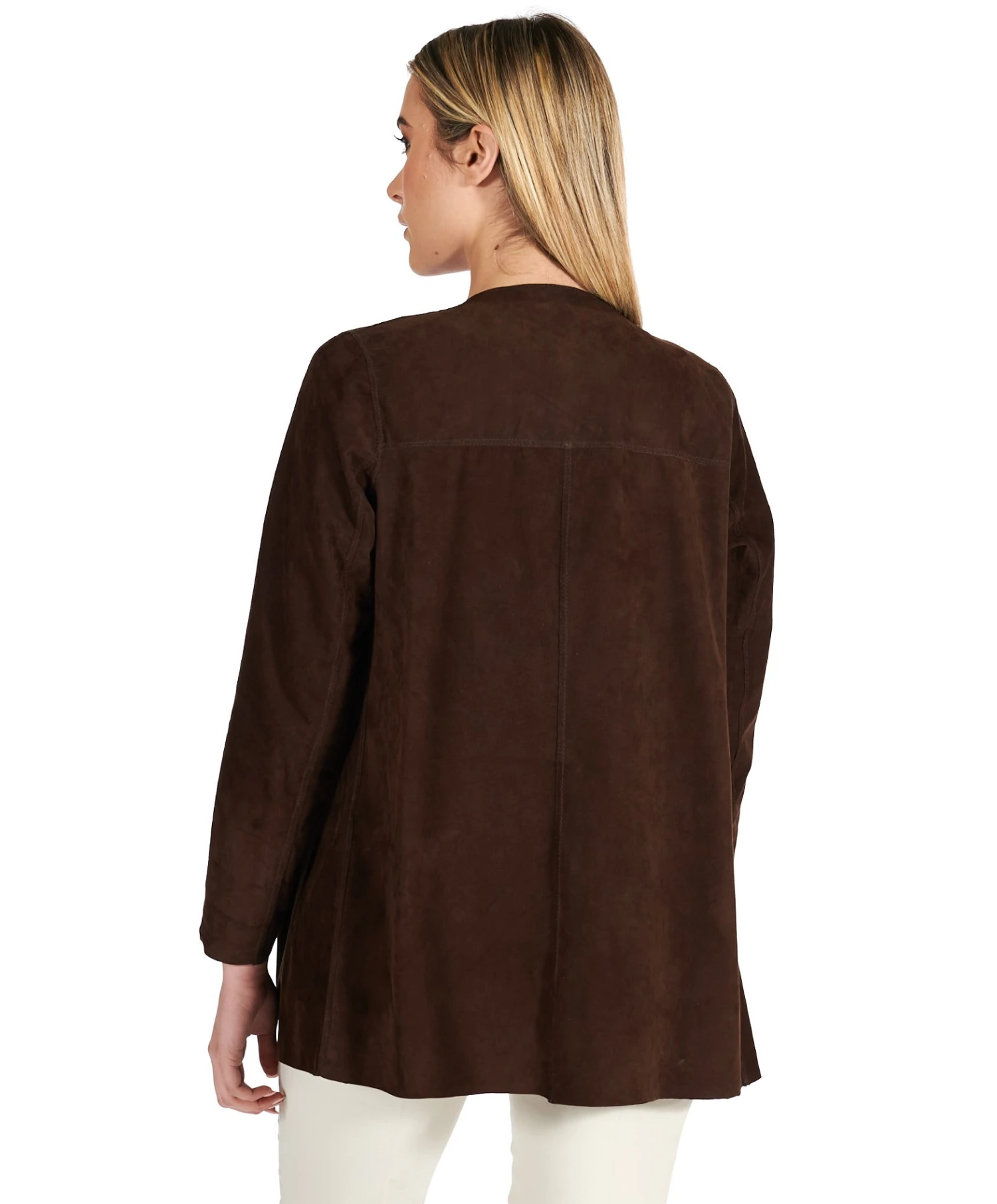 Braune Glatte Wildlederjacke Ungefüttert 6 Braune Glatte Wildlederjacke Ungefüttert – Bild 6