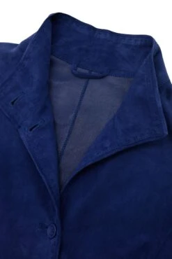 Blaue Glatte Wildledermantel Ungefüttert -D’ARIENZO Verkäufe lederjacke fur frauen wildledermantel echtes leder blaue Cora 11