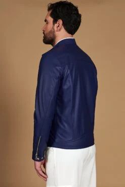 Elektrisches Blau Lederjacke Naturleder Glattes Effektleder -D’ARIENZO Verkäufe lederjacke fur herren biker motorrad echtes leder blau Hamilton 21