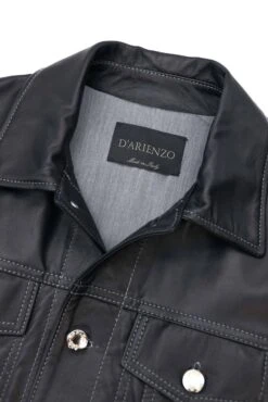 Schwarze Bikerlederjacke Knöpfen Und Hemdkragen 30 Schwarze Bikerlederjacke Knöpfen Und Hemdkragen -D’ARIENZO Verkäufe lederjacke fur herren bikerjacke echte leder schwarze Akyo 12