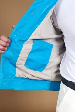 Türkisfarbene Bikerlederjacke Knöpfen Und Hemdkragen -D’ARIENZO Verkäufe lederjacke fur herren bikerjacke echte leder t rkisfarbene Akyo 12