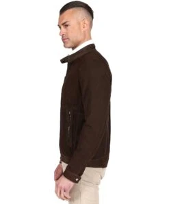 Dunkelbraune Perforierte Lederjacke Koreanischem Kragen -D’ARIENZO Verkäufe lederjacke fur herren gelaserte Lederjacke echtes leder dunkelbraune Ted 4