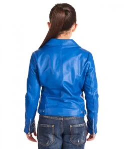 Chiodo Baby Blaue Bikerlederjacke Für Kinder Unisex -D’ARIENZO Verkäufe lederjacke fur kinder biker echtes leder blaue Chiodo baby 5