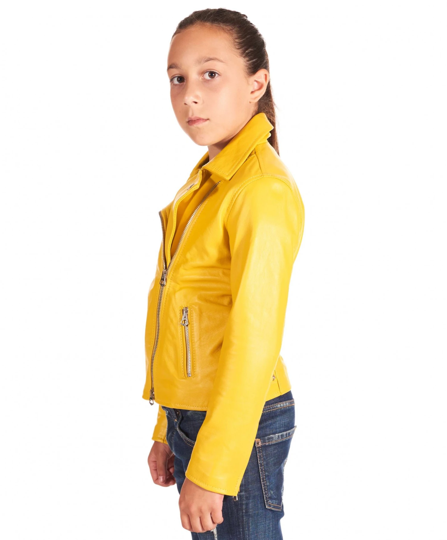 Chiodo Baby Gelbe Bikerlederjacke Für Kinder Unisex 4 Chiodo Baby Gelbe Bikerlederjacke Für Kinder Unisex – Bild 4