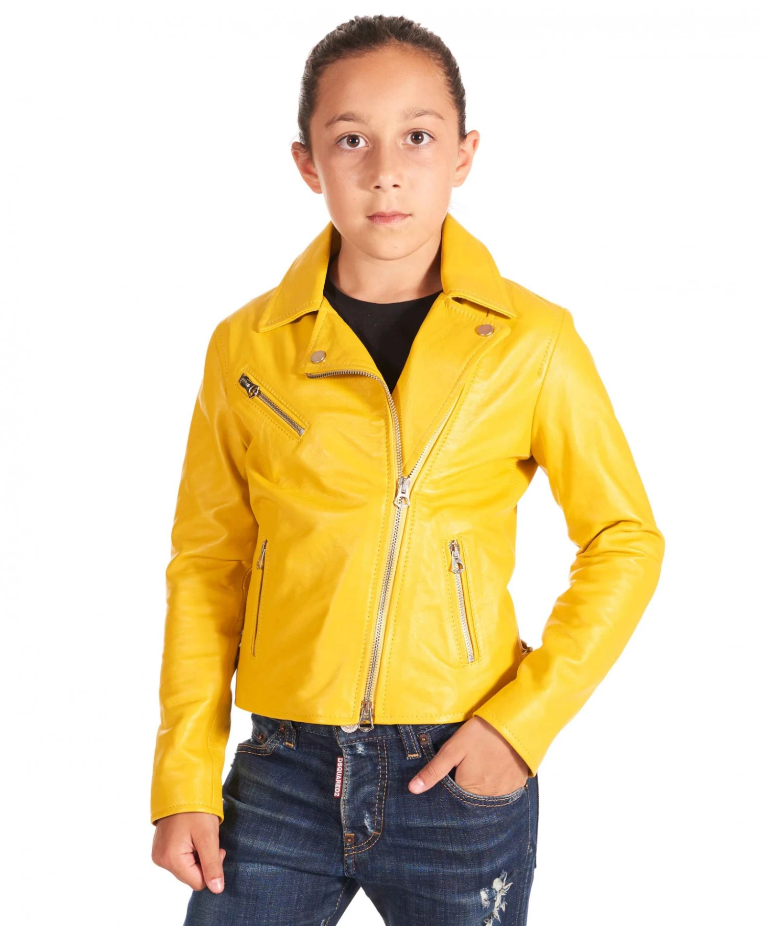 Chiodo Baby Gelbe Bikerlederjacke Für Kinder Unisex 1 Chiodo Baby Gelbe Bikerlederjacke Für Kinder Unisex