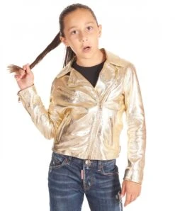 Golden Chiodo Baby Bikerlederjacke Für Kinder Unisex